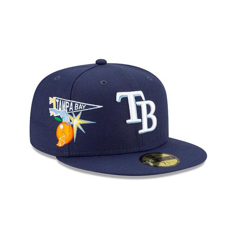 MLB Tampa Bay Rays City Patch 59Fifty Fitted (QEZ0606) - Blue New Era Caps